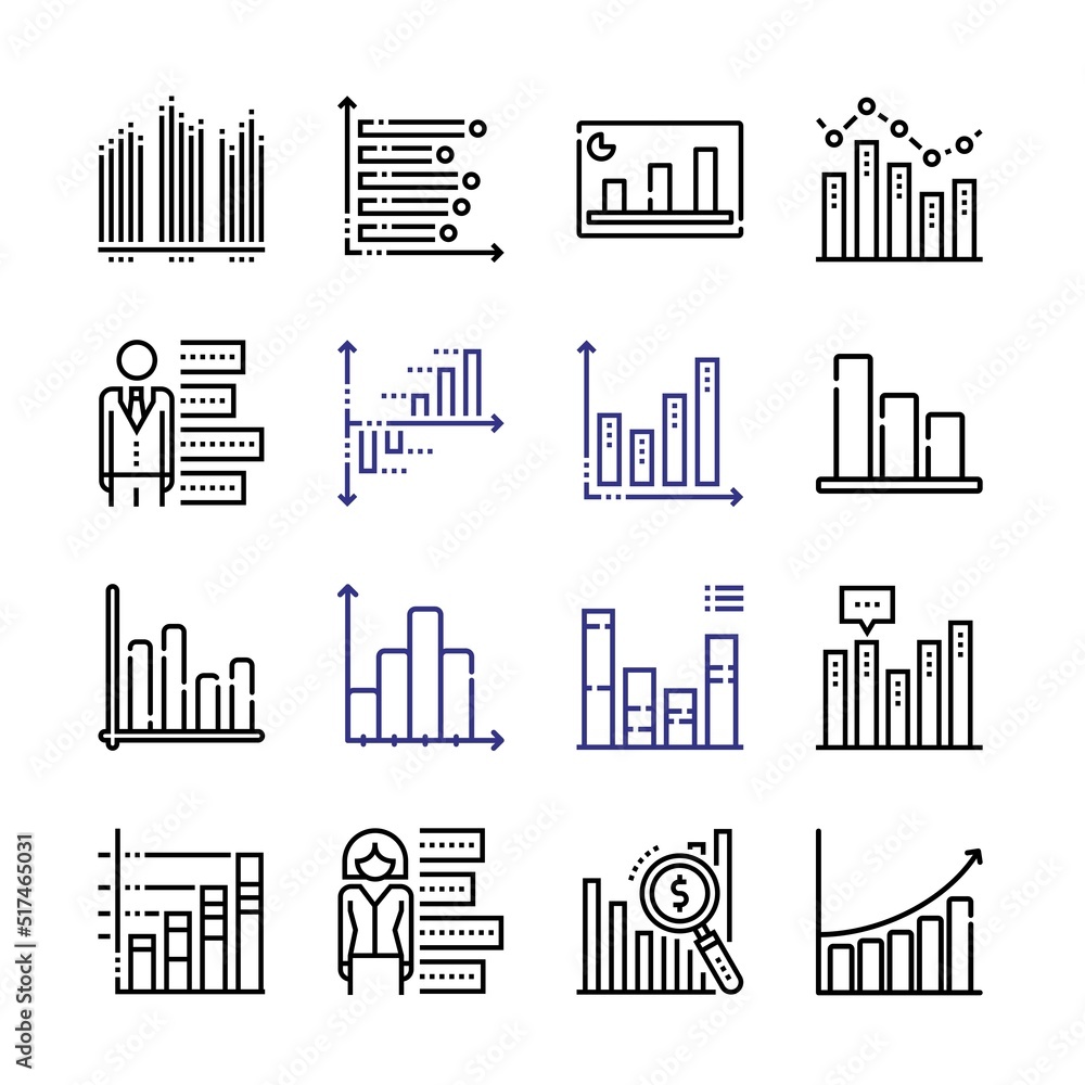 Poster statistical icon set with line icons. modern thin line style. suitable for web and mobile icon. vect