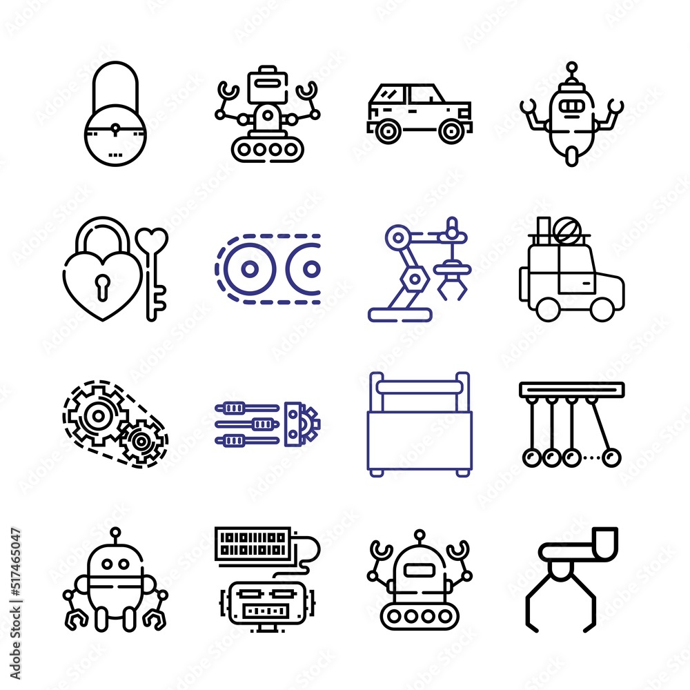 Poster mechanic icon set with line icons. modern thin line style. suitable for web and mobile icon. vector 