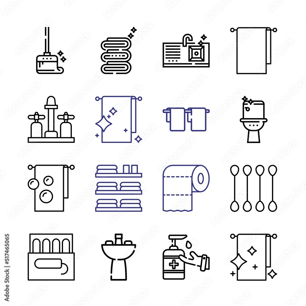 Poster sanitary icon set with line icons. modern thin line style. suitable for web and mobile icon. vector 