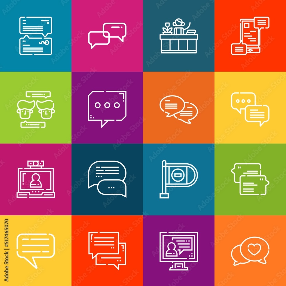 Poster modern thin line icons set of talking elements. premium quality outline symbol collection. simple mo
