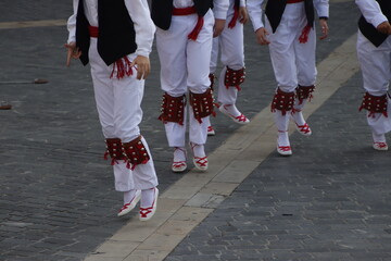 Fototapeta na wymiar Traditional Basque dance in a street festival