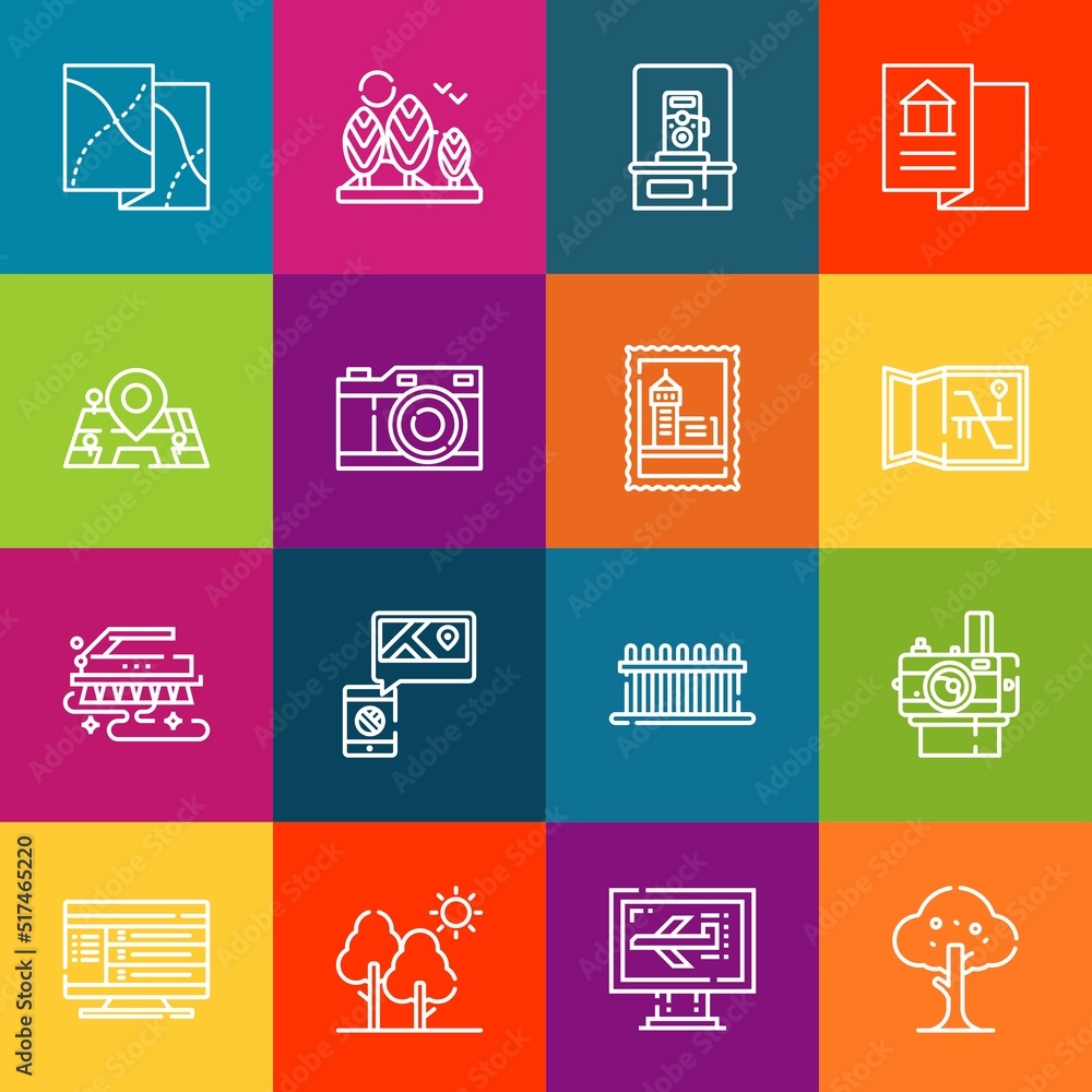 Poster modern thin line icons set of border elements. premium quality outline symbol collection. simple mon