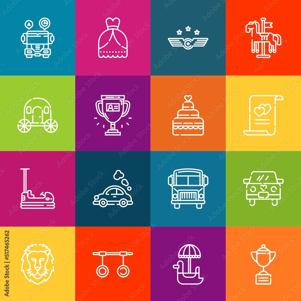 Aufkleber modern thin line icons set of ride elements. premium quality outline symbol collection. simple mono 