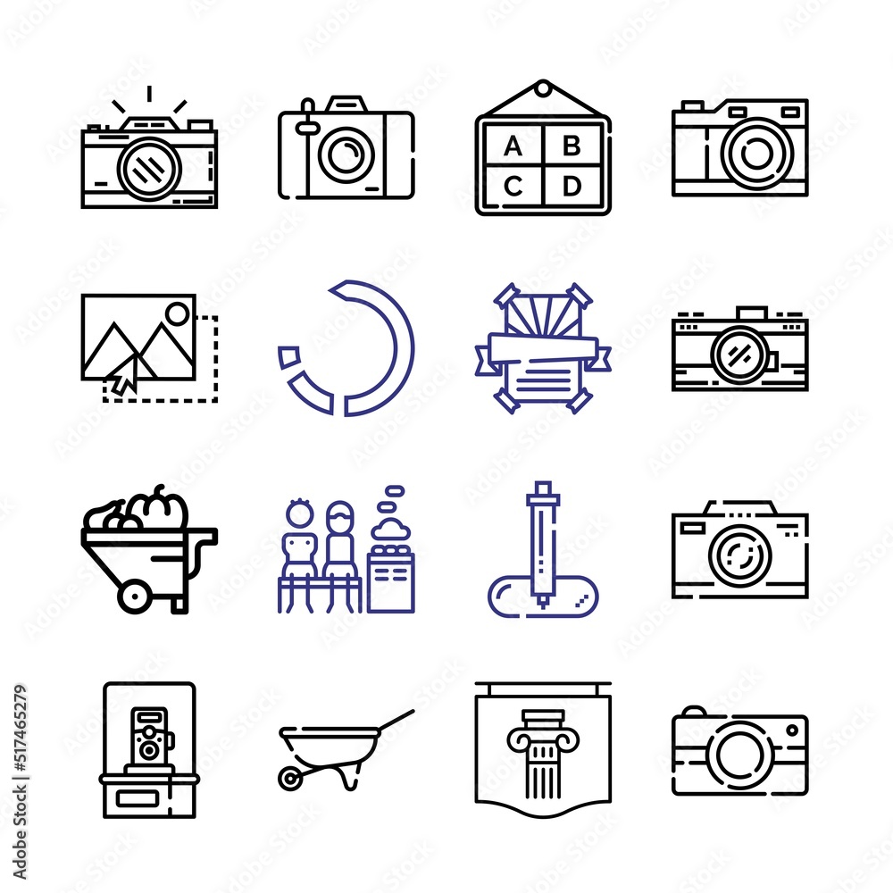 Poster collage icon set with line icons. modern thin line style. suitable for web and mobile icon. vector i