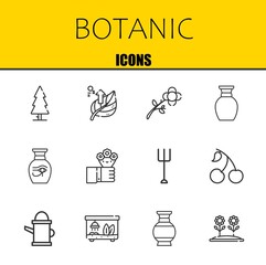 botanic vector line icons set. tree, leaf and flower Icons. Thin line design. Modern outline graphic elements, simple stroke symbols stock illustration