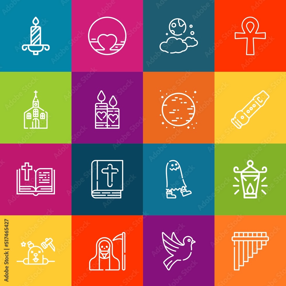 Aufkleber modern thin line icons set of spirit elements. premium quality outline symbol collection. simple mon