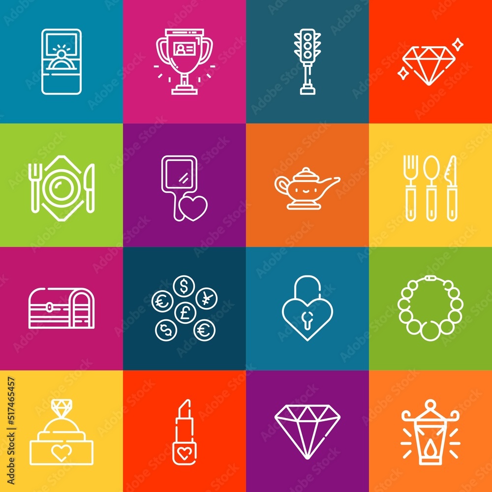 Poster modern thin line icons set of shiny elements. premium quality outline symbol collection. simple mono