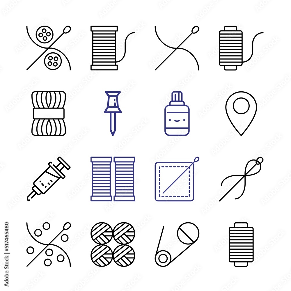 Poster needle icon set with line icons. modern thin line style. suitable for web and mobile icon. vector il