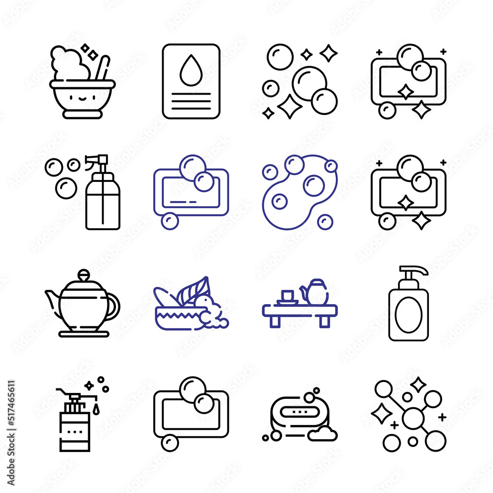 Poster herbal icon set with line icons. modern thin line style. suitable for web and mobile icon. vector il