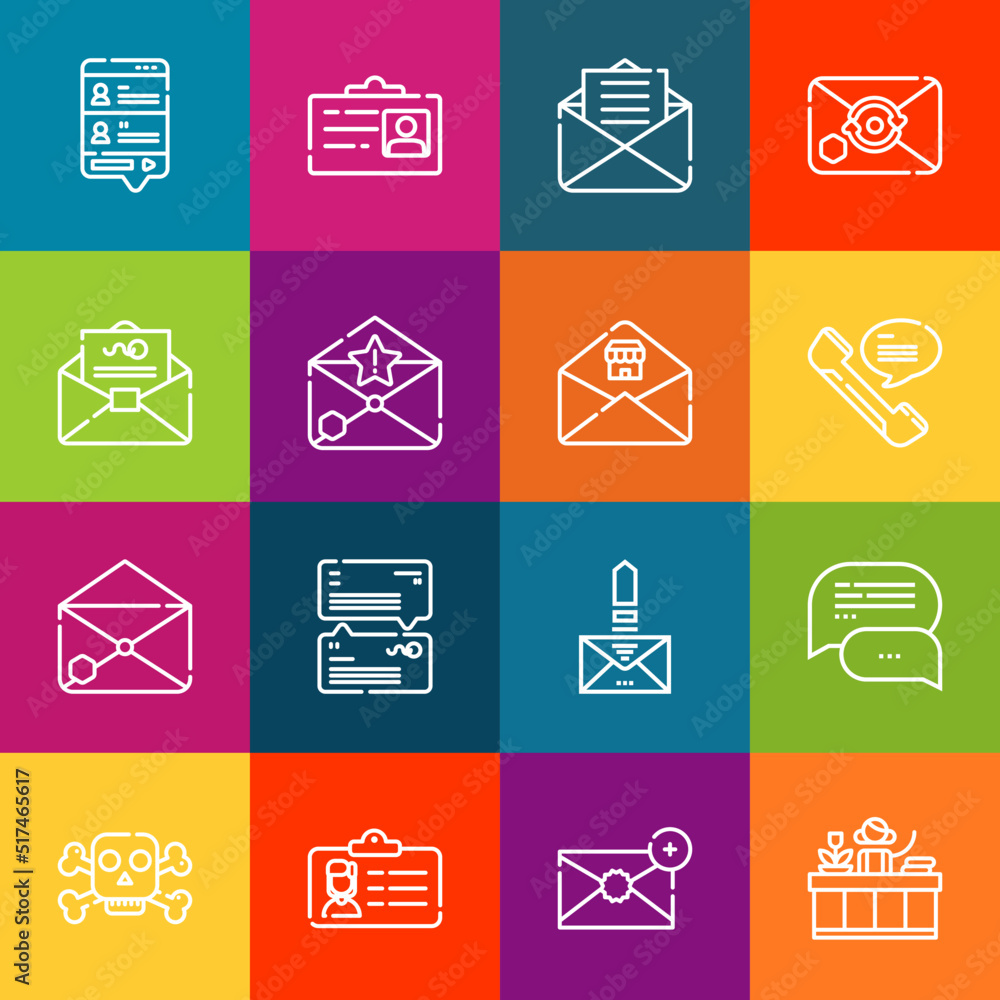 Poster modern thin line icons set of contact elements. premium quality outline symbol collection. simple mo