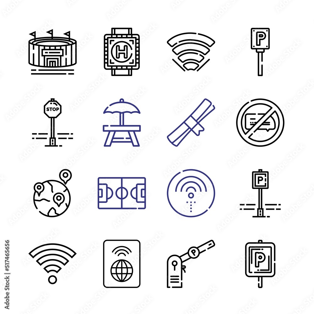 Poster area icon set with line icons. modern thin line style. suitable for web and mobile icon. vector illu