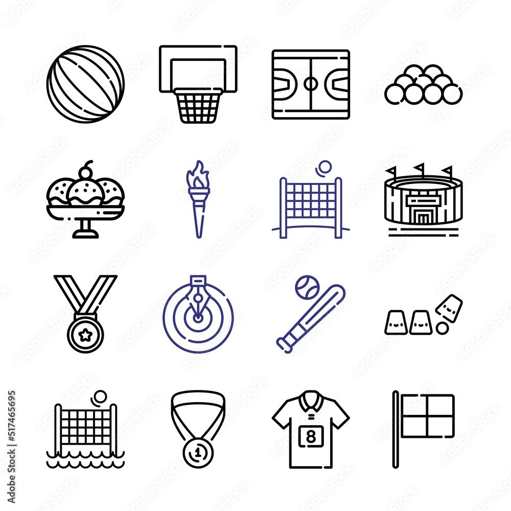 Poster championship icon set with line icons. modern thin line style. suitable for web and mobile icon. vec