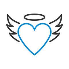 Valentine Heart With Wings And Halo Icon