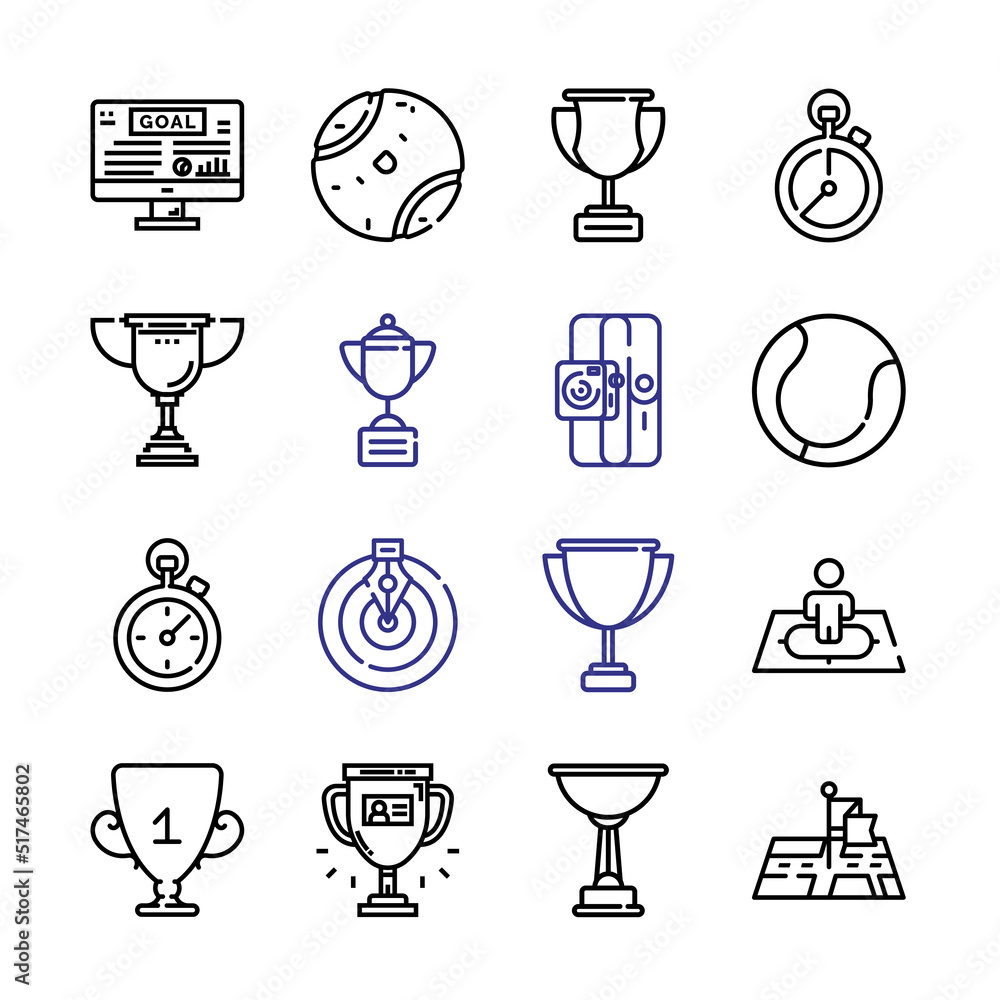 Poster competitive icon set with line icons. modern thin line style. suitable for web and mobile icon. vect