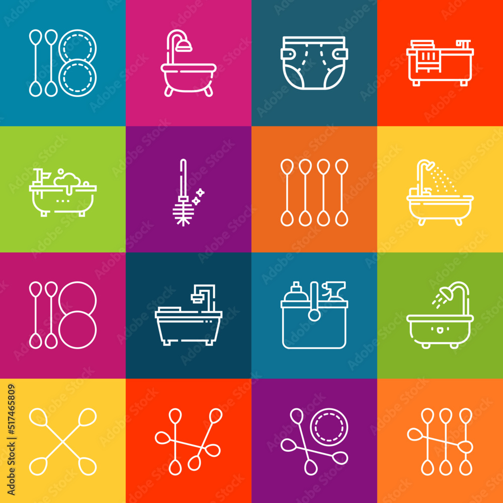 Poster modern thin line icons set of cleanliness elements. premium quality outline symbol collection. simpl