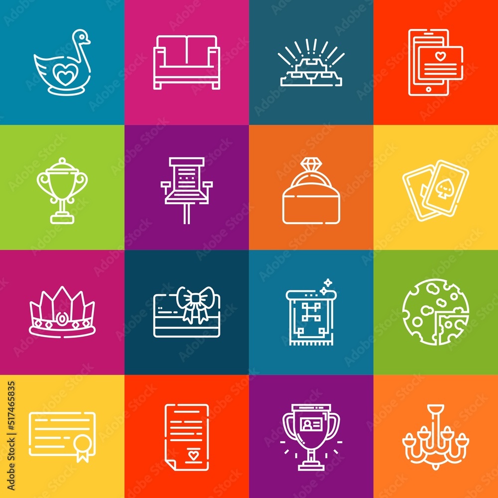 Poster modern thin line icons set of luxury elements. premium quality outline symbol collection. simple mon