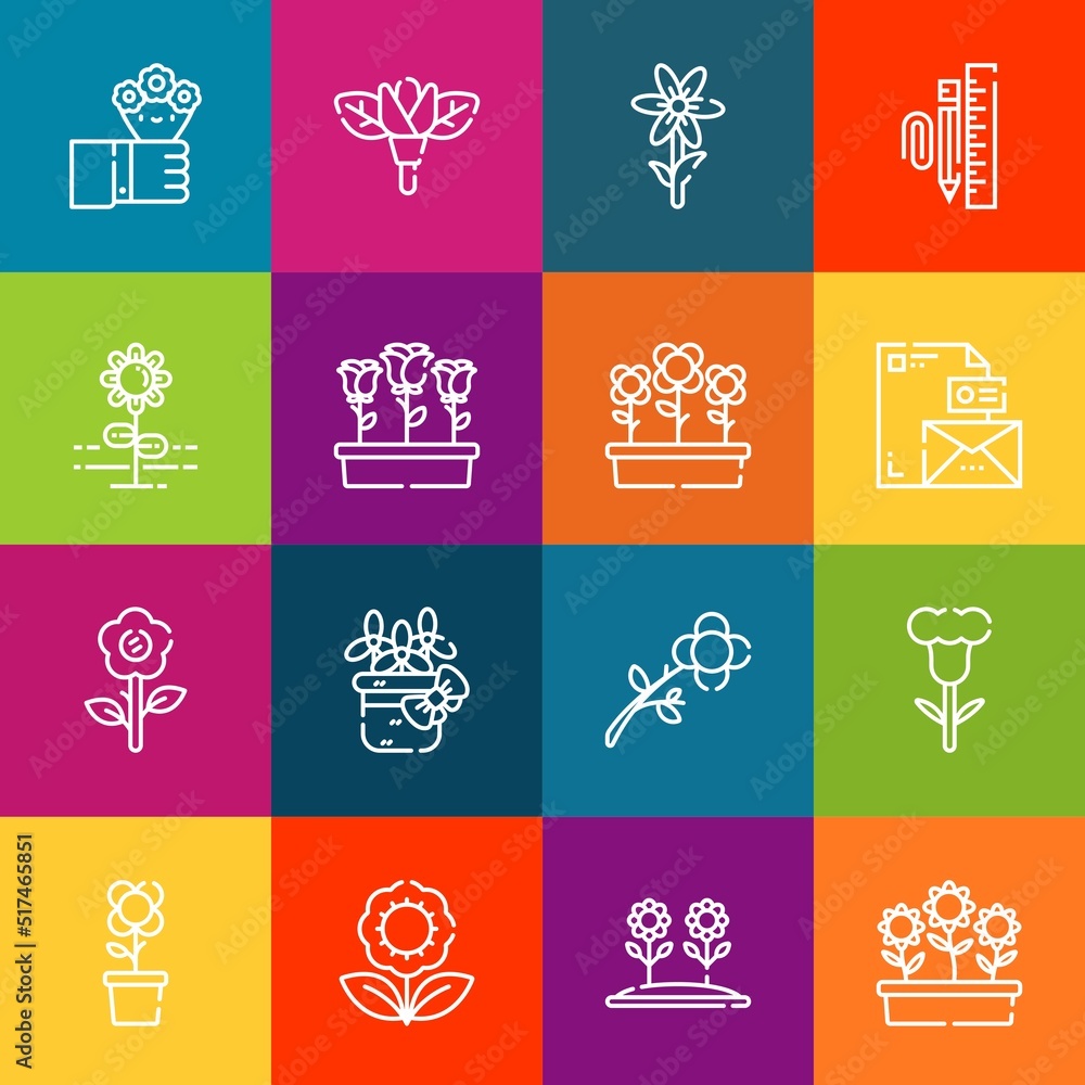 Poster modern thin line icons set of ditsy elements. premium quality outline symbol collection. simple mono