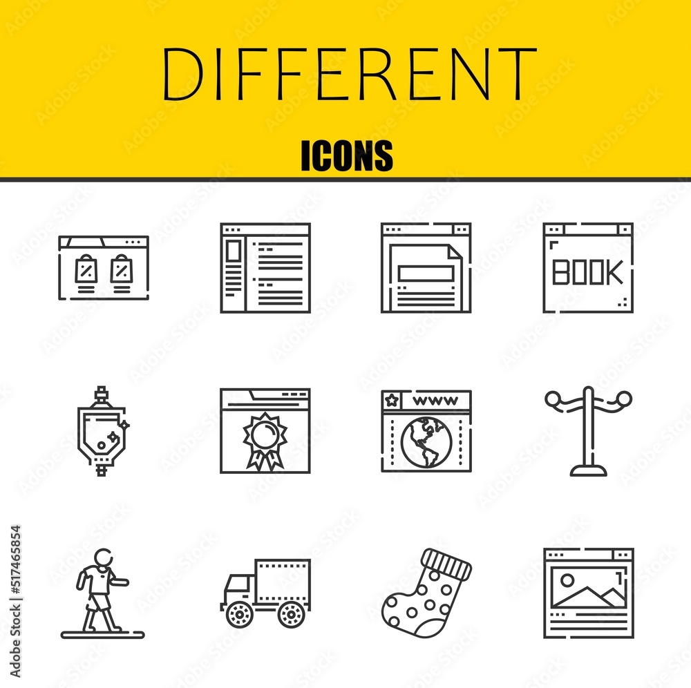 Poster different vector line icons set. browser, browser and browser icons. thin line design. modern outlin