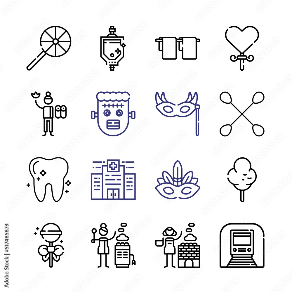 Aufkleber treat icon set with line icons. modern thin line style. suitable for web and mobile icon. vector ill