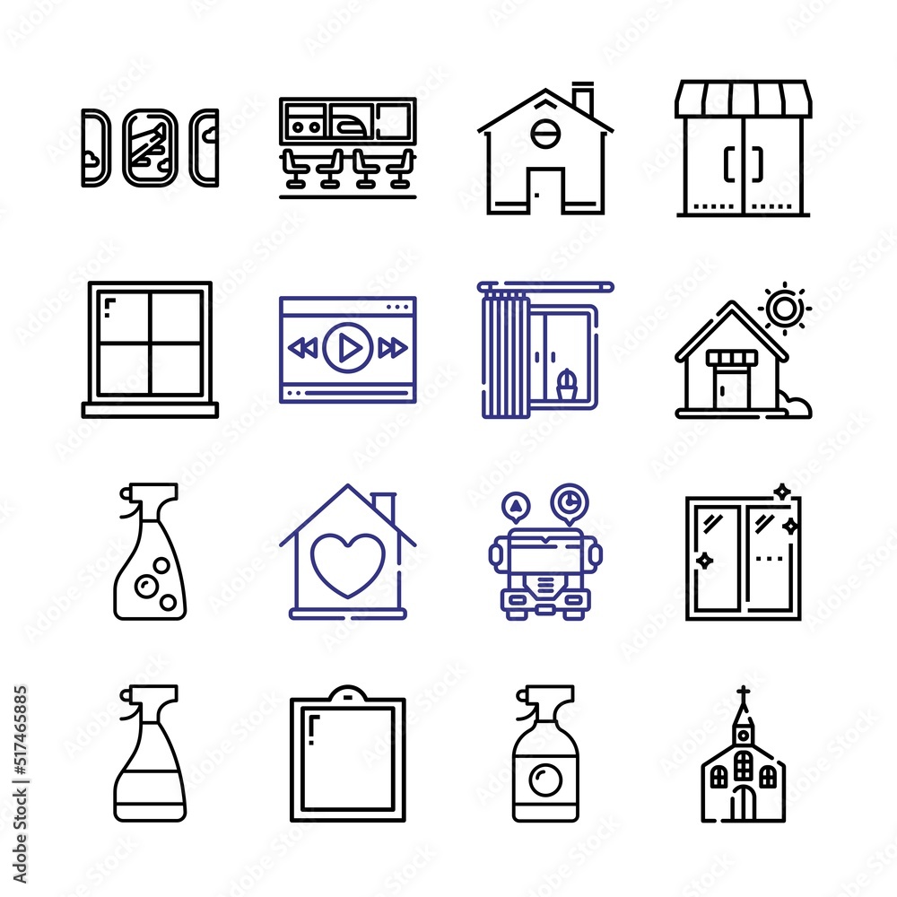 Poster window icon set with line icons. modern thin line style. suitable for web and mobile icon. vector il