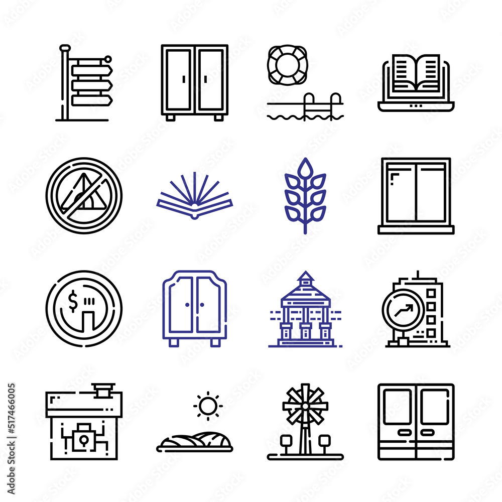 Poster side icon set with line icons. modern thin line style. suitable for web and mobile icon. vector illu