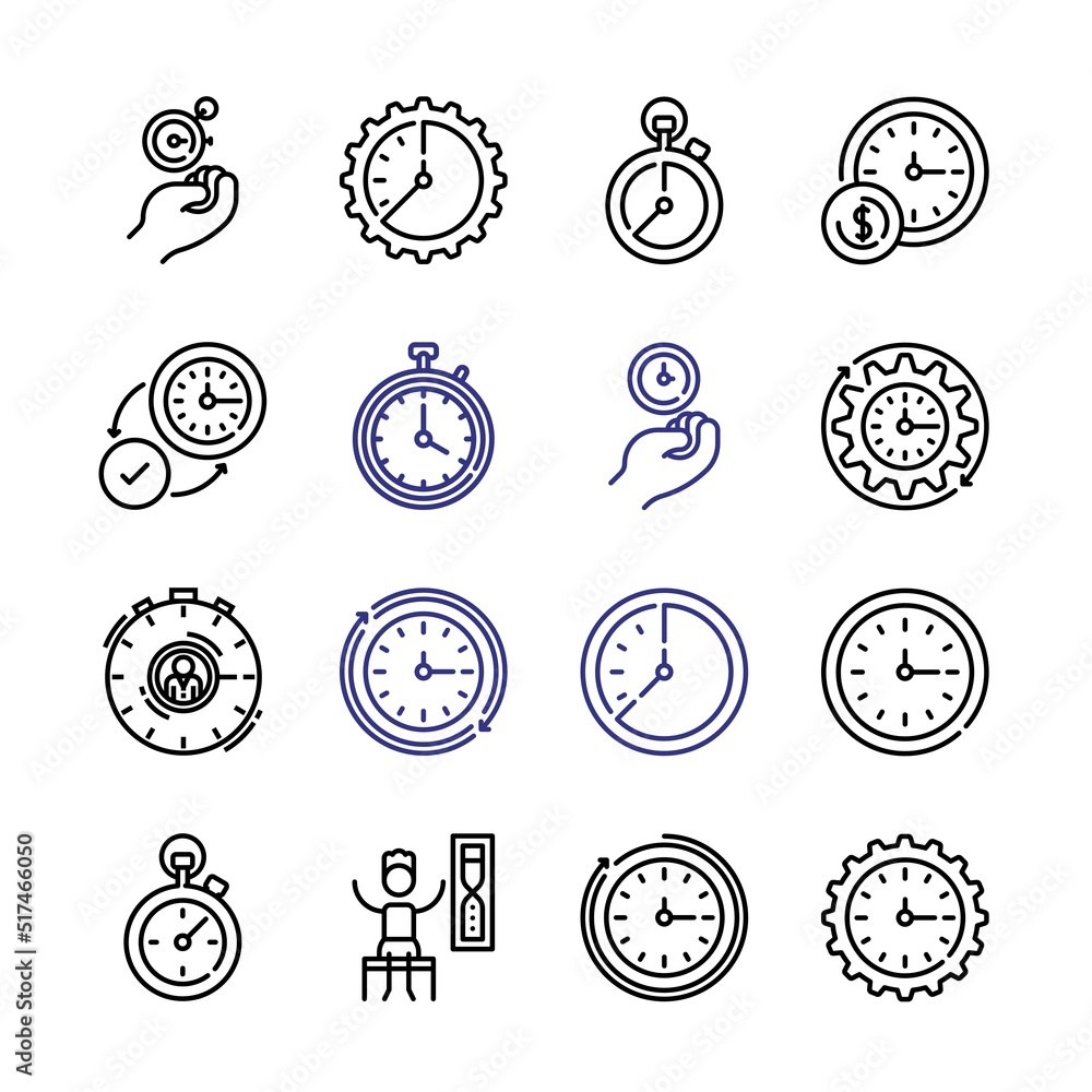 Poster chronometer icon set with line icons. modern thin line style. suitable for web and mobile icon. vect