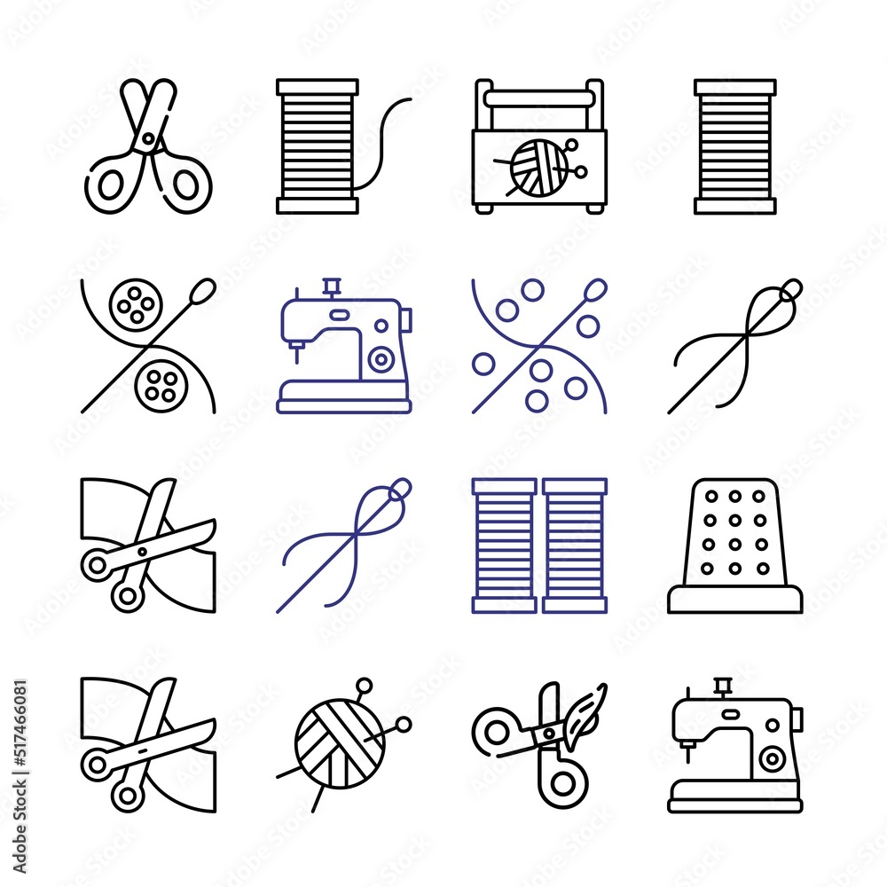 Poster tailor icon set with line icons. modern thin line style. suitable for web and mobile icon. vector il