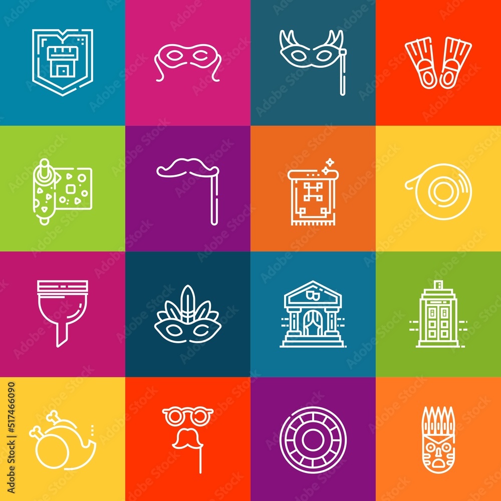 Aufkleber modern thin line icons set of mask elements. premium quality outline symbol collection. simple mono 
