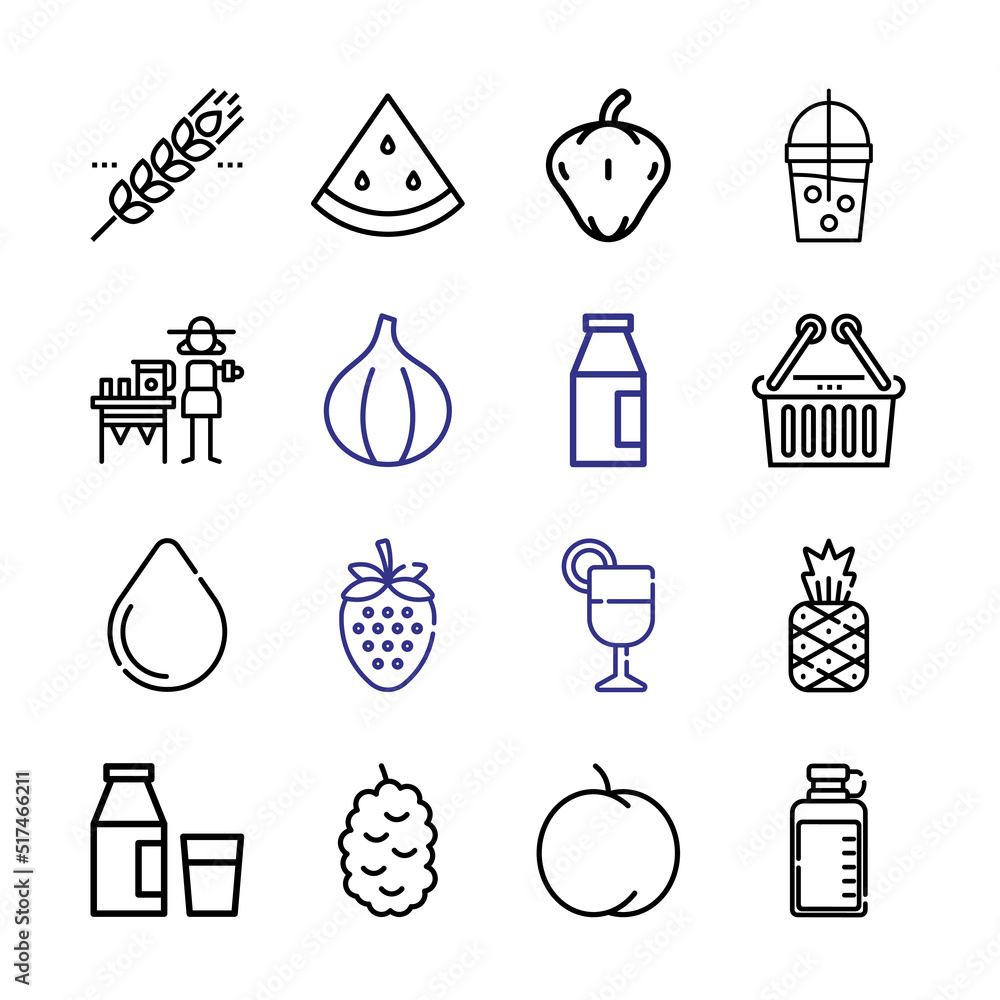 Poster freshness icon set with line icons. modern thin line style. suitable for web and mobile icon. vector