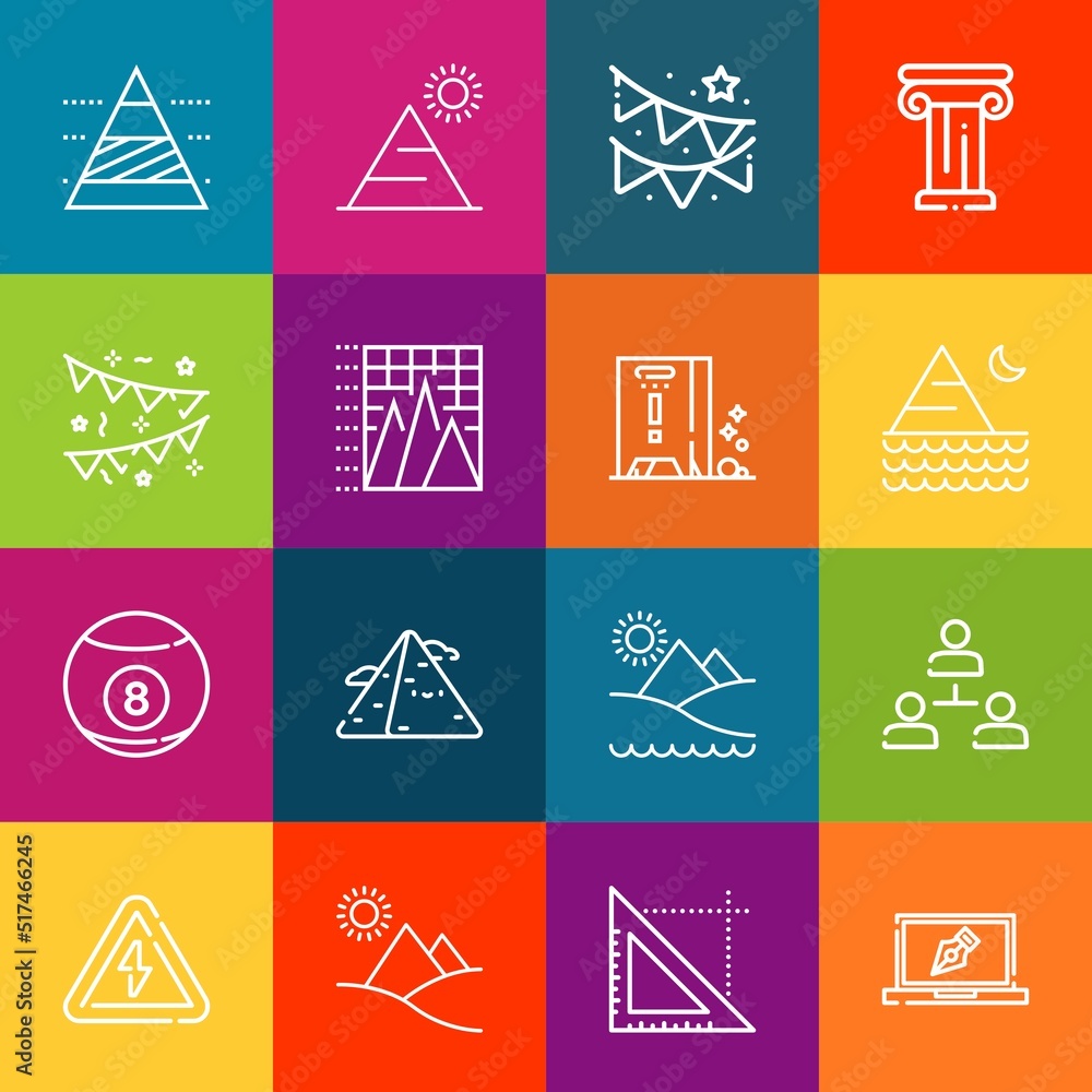 Poster modern thin line icons set of triangle elements. premium quality outline symbol collection. simple m