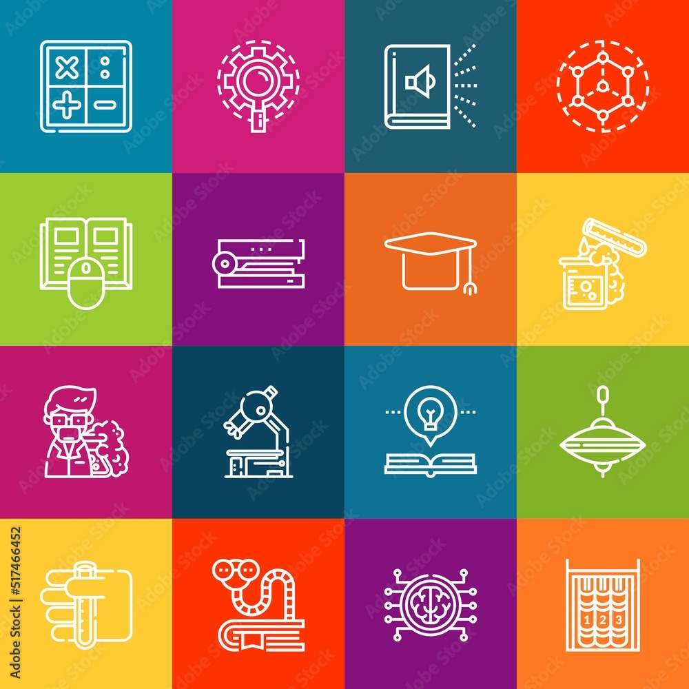 Poster modern thin line icons set of study elements. premium quality outline symbol collection. simple mono