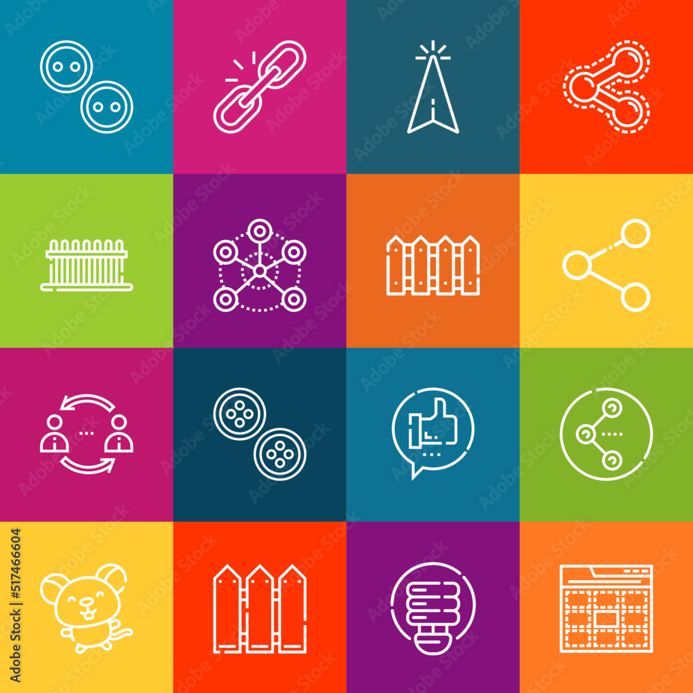 Poster modern thin line icons set of link elements. premium quality outline symbol collection. simple mono 
