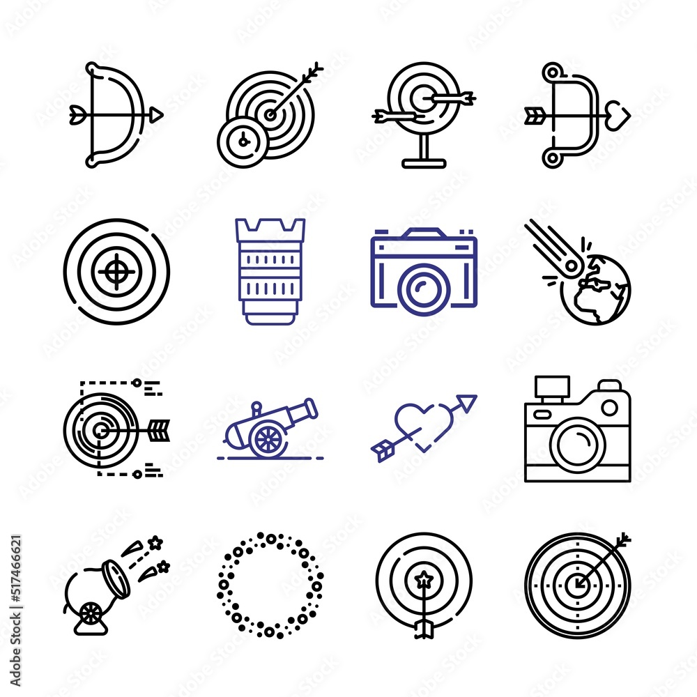 Poster shoot icon set with line icons. modern thin line style. suitable for web and mobile icon. vector ill