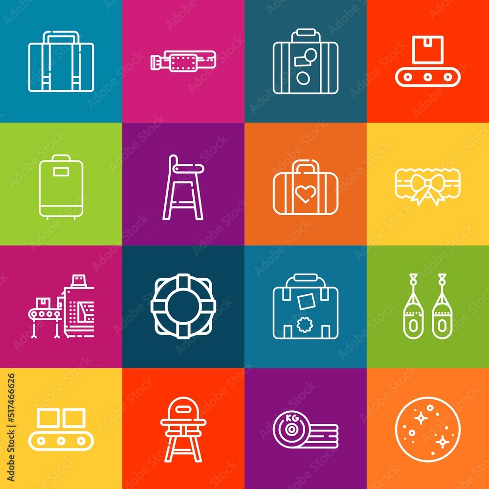 Aufkleber modern thin line icons set of belt elements. premium quality outline symbol collection. simple mono 