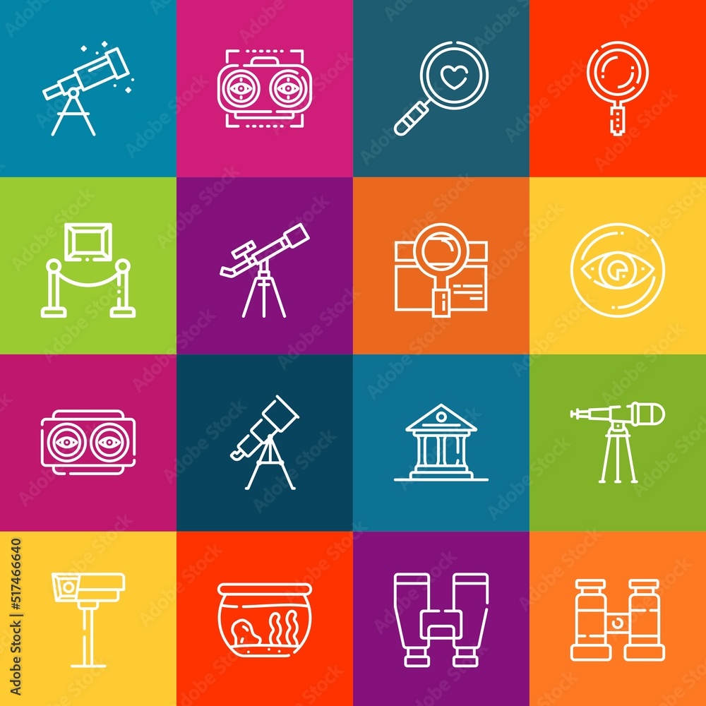 Poster modern thin line icons set of looking elements. premium quality outline symbol collection. simple mo