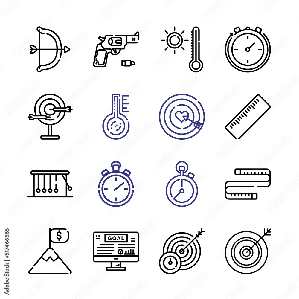 Aufkleber accuracy icon set with line icons. modern thin line style. suitable for web and mobile icon. vector 