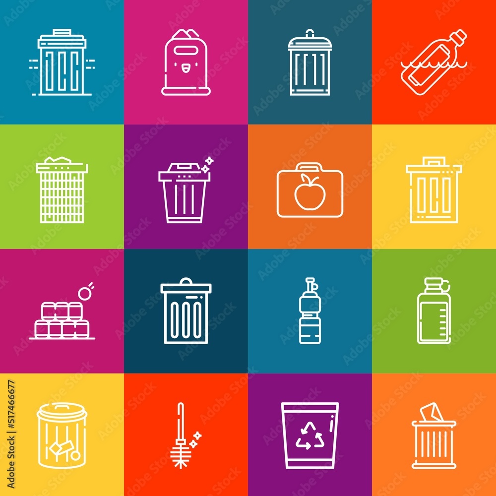 Poster modern thin line icons set of reuse elements. premium quality outline symbol collection. simple mono