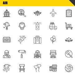 air vector line icons set. veranda, hand mirror and chest Icons. Thin line design. Modern outline graphic elements, simple stroke symbols stock illustration