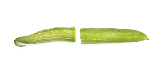 slices Snake gourd isolated on white background front view