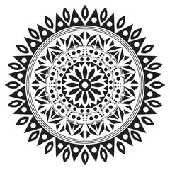 Ornamental Black and White Mandala