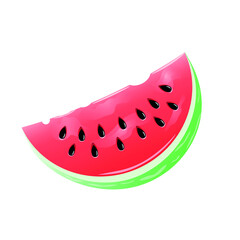 Realistic and 3D Watermelon Slice Vector Design Element. Realistic Fresh Watermelon Slice. Isolated on white background. Vector Juicy Watermelon Slice With Reflection Summer Food illustrations