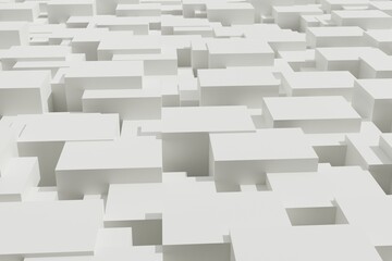 3d rendering geometric blocks on white background