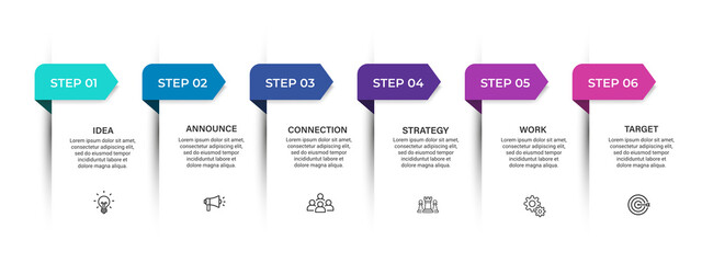 Steps business data visualization timeline process infographic template design with icons