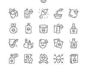 Jojoba oil product. Cosmetic ingredient. Beauty shop and store. Buy, price and product reviews. Pixel Perfect Vector Thin Line Icons. Simple Minimal Pictogram