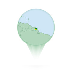 French Guiana map, stylish location icon with French Guiana map and flag.