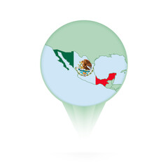 Mexico map, stylish location icon with Mexico map and flag.