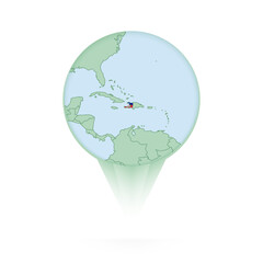 Haiti map, stylish location icon with Haiti map and flag.