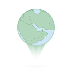 Bahrain map, stylish location icon with Bahrain map and flag.