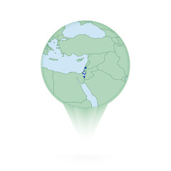 Israel map, stylish location icon with Israel map and flag.