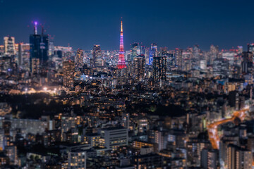 Fototapeta na wymiar 東京の夜景をチルトシフトで